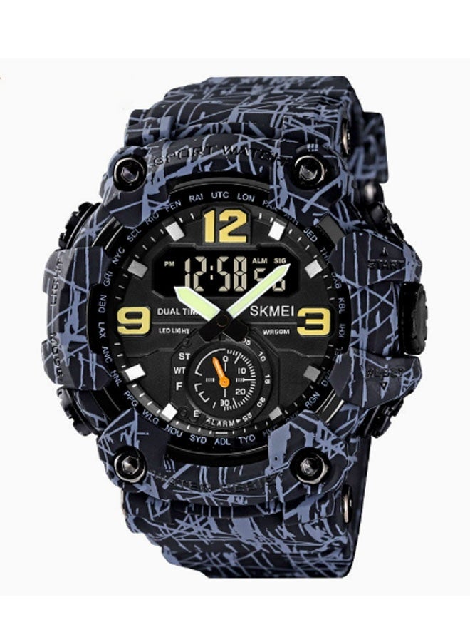 نيوترل ساعة SK-17 الرياضية المقاومة للماء للاستخدام في الهواء الطلق أنيقة وعصرية، تتميز بعرض ثلاثي للوقت، وحركة مزدوجة العيار مع مؤقت، ومنبه، وساعة توقيت، ووظائف مضيئة. مناسبة للرجال والطلاب (لون رمادي مموه). - Image 1